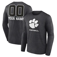 Men's Charcoal Clemson Tigers Personalized Name & Number Monochrome Long Sleeve T-Shirt