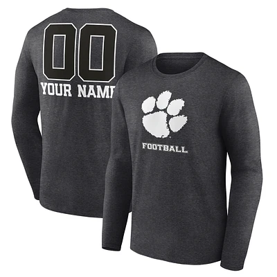 Men's Charcoal Clemson Tigers Personalized Name & Number Monochrome Long Sleeve T-Shirt