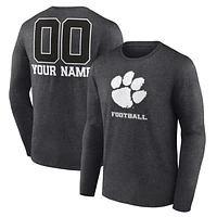 Men's Charcoal Clemson Tigers Personalized Name & Number Monochrome Long Sleeve T-Shirt