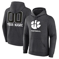 Men's Charcoal Clemson Tigers Personalized Name & Number Monochrome Pullover Hoodie