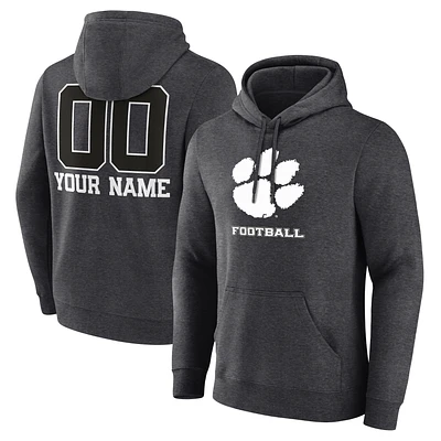 Men's Charcoal Clemson Tigers Personalized Name & Number Monochrome Pullover Hoodie