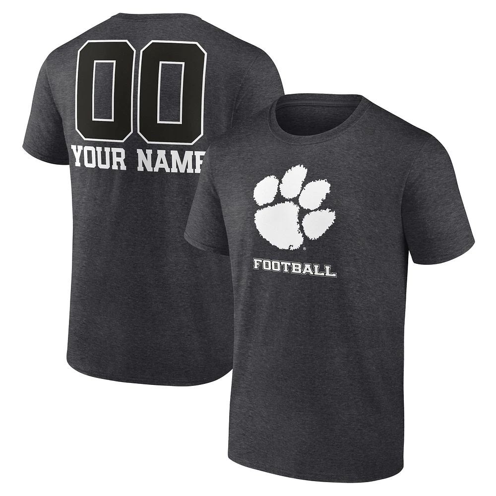 Men's Charcoal Clemson Tigers Personalized Name & Number Monochrome T-Shirt