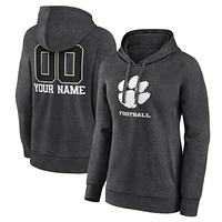 Women's Charcoal Clemson Tigers Personalized Name & Number Monochrome Pullover Hoodie