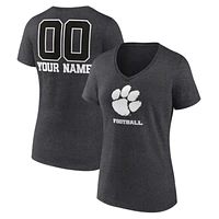 Women's Charcoal Clemson Tigers Personalized Name & Number Monochrome V-Neck T-Shirt