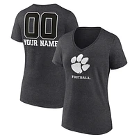 Women's Charcoal Clemson Tigers Personalized Name & Number Monochrome V-Neck T-Shirt
