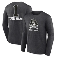 Men's Charcoal ECU Pirates Personalized Any Name Monochrome Long Sleeve T-Shirt