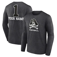 Men's Charcoal ECU Pirates Personalized Any Name Monochrome Long Sleeve T-Shirt