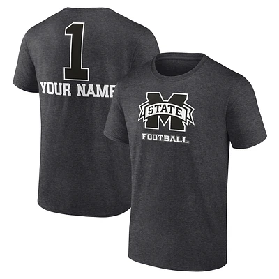 Men's Charcoal Mississippi State Bulldogs Personalized Any Name Monochrome T-Shirt