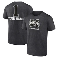 Men's Charcoal Mississippi State Bulldogs Personalized Any Name Monochrome T-Shirt