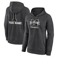 Women's Charcoal Mississippi State Bulldogs Personalized Any Name Monochrome Pullover Hoodie