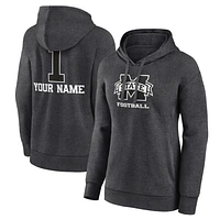Women's Charcoal Mississippi State Bulldogs Personalized Any Name Monochrome Pullover Hoodie