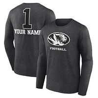 Men's Charcoal Missouri Tigers Personalized Any Name Monochrome Long Sleeve T-Shirt