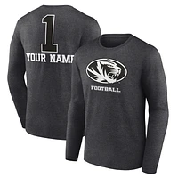 Men's Charcoal Missouri Tigers Personalized Any Name Monochrome Long Sleeve T-Shirt
