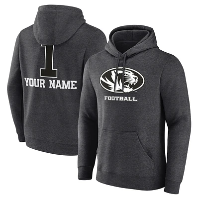 Men's Charcoal Missouri Tigers Personalized Any Name Monochrome Pullover Hoodie