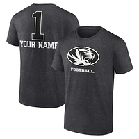 Men's Charcoal Missouri Tigers Personalized Any Name Monochrome T-Shirt