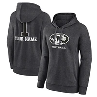 Women's Charcoal Missouri Tigers Personalized Any Name Monochrome Pullover Hoodie