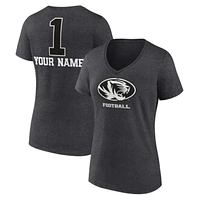 Women's Charcoal Missouri Tigers Personalized Any Name Monochrome V-Neck T-Shirt
