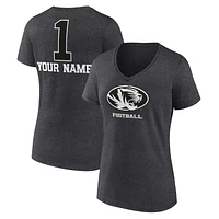 Women's Charcoal Missouri Tigers Personalized Any Name Monochrome V-Neck T-Shirt