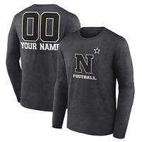 Men's Charcoal Navy Midshipmen Personalized Name & Number Monochrome Long Sleeve T-Shirt