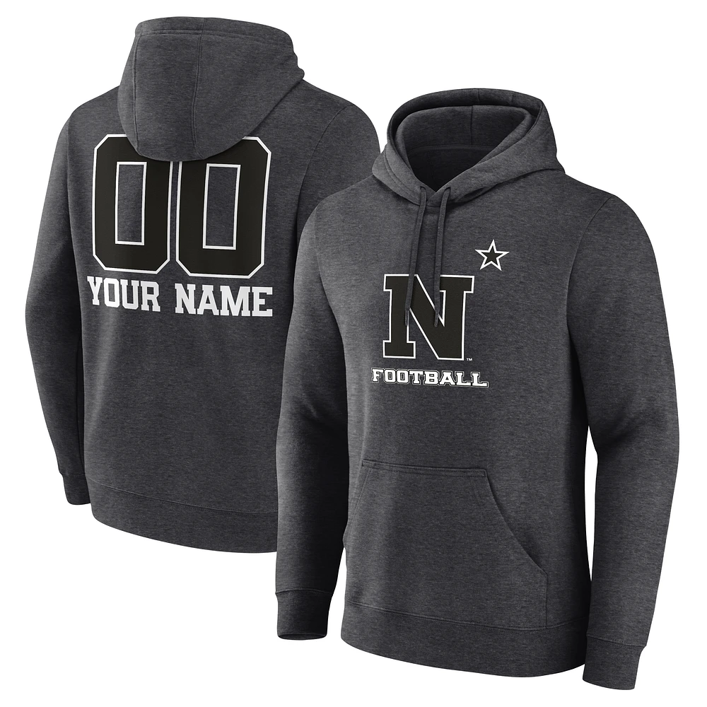 Men's Charcoal Navy Midshipmen Personalized Name & Number Monochrome Pullover Hoodie