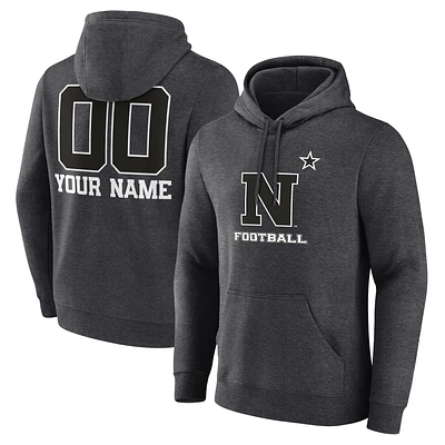 Men's Charcoal Navy Midshipmen Personalized Name & Number Monochrome Pullover Hoodie