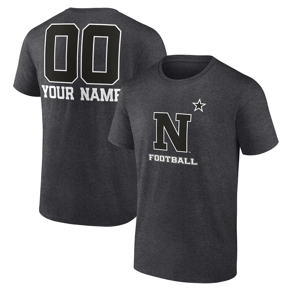 Men's Charcoal Navy Midshipmen Personalized Name & Number Monochrome T-Shirt