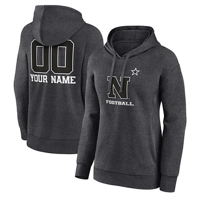 Women's Charcoal Navy Midshipmen Personalized Name & Number Monochrome Pullover Hoodie