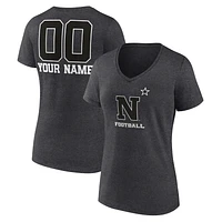 Women's Charcoal Navy Midshipmen Personalized Name & Number Monochrome V-Neck T-Shirt