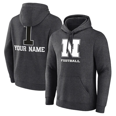 Men's Charcoal Nebraska Huskers Personalized Any Name Monochrome Pullover Hoodie