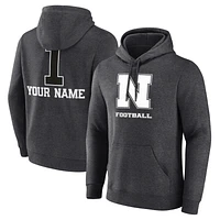 Men's Charcoal Nebraska Huskers Personalized Any Name Monochrome Pullover Hoodie