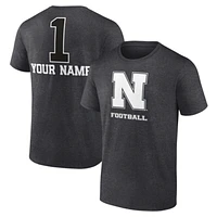 Men's Charcoal Nebraska Huskers Personalized Any Name Monochrome T-Shirt