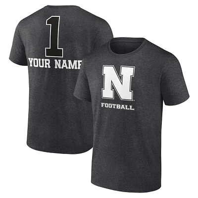 Men's Charcoal Nebraska Huskers Personalized Any Name Monochrome T-Shirt