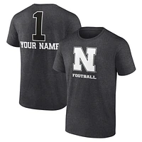 Men's Charcoal Nebraska Huskers Personalized Any Name Monochrome T-Shirt