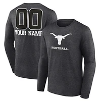 Men's Charcoal Texas Longhorns Personalized Name & Number Monochrome Long Sleeve T-Shirt