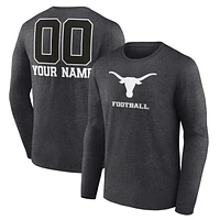Men's Charcoal Texas Longhorns Personalized Name & Number Monochrome Long Sleeve T-Shirt