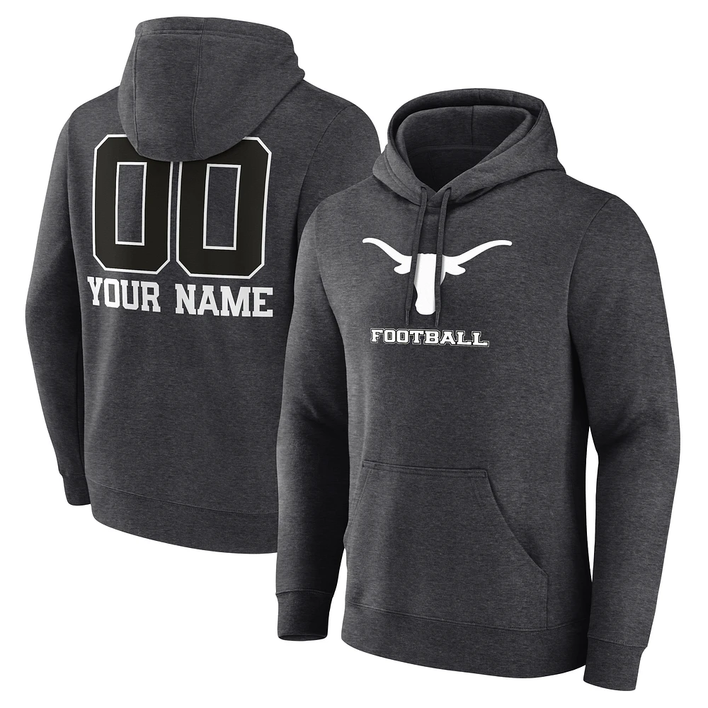 Men's Charcoal Texas Longhorns Personalized Name & Number Monochrome Pullover Hoodie