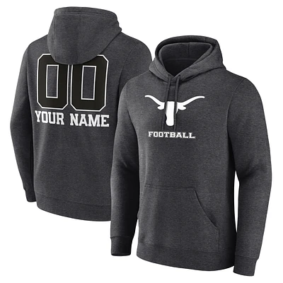 Men's Charcoal Texas Longhorns Personalized Name & Number Monochrome Pullover Hoodie