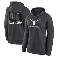 Women's Charcoal Texas Longhorns Personalized Name & Number Monochrome Pullover Hoodie