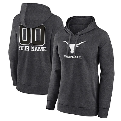 Women's Charcoal Texas Longhorns Personalized Name & Number Monochrome Pullover Hoodie