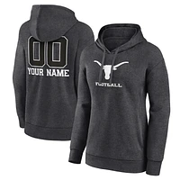 Women's Charcoal Texas Longhorns Personalized Name & Number Monochrome Pullover Hoodie