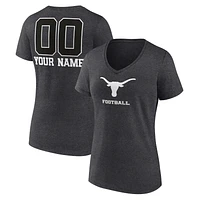 Women's Charcoal Texas Longhorns Personalized Name & Number Monochrome V-Neck T-Shirt