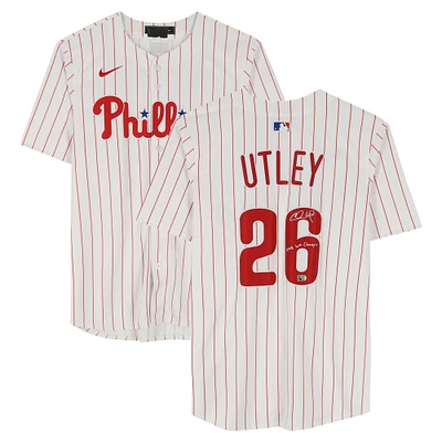 Chase Utley Philadelphia Phillies Autographed White Nike Limited Jersey with "2008 WS Champs" Inscription