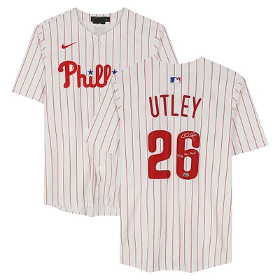 Chase Utley Philadelphia Phillies Autographed White Nike Limited Jersey with "Ring the Bell" Inscription