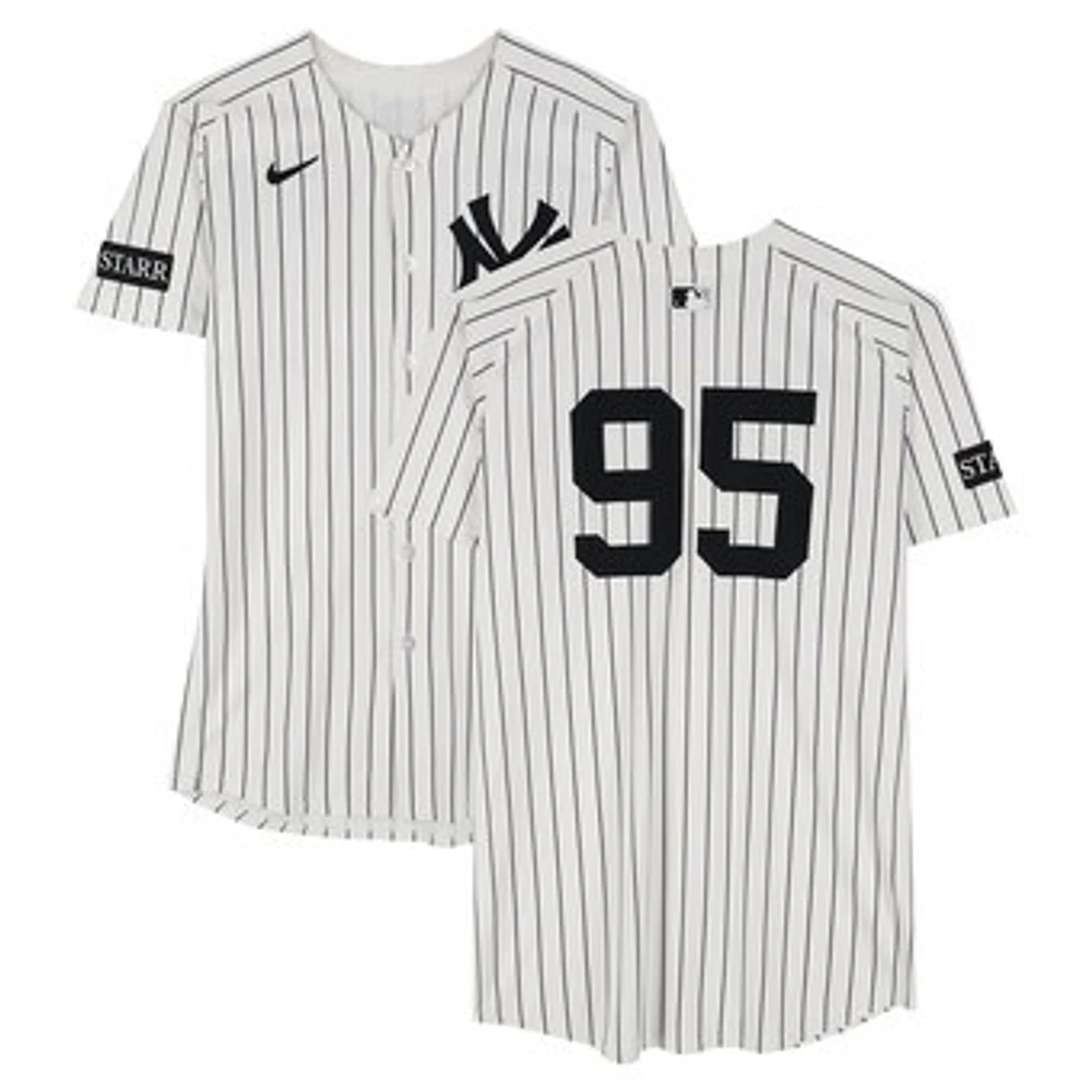 Oswaldo Cabrera New York Yankees Game-Used #95 White Pinstripe Nike Jersey vs. Milwaukee Brewers on March 27, 2025 - Opening Day