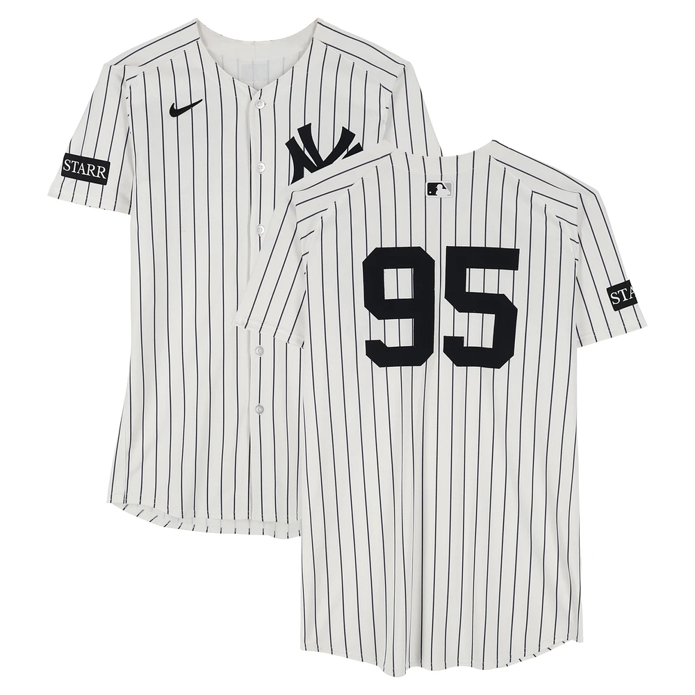 Oswaldo Cabrera New York Yankees Game-Used #95 White Pinstripe Nike Jersey vs. Milwaukee Brewers on March 27, 2025 - Opening Day