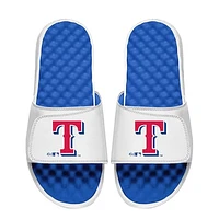 Youth ISlide White Texas Rangers Primary Logo Slide Sandals