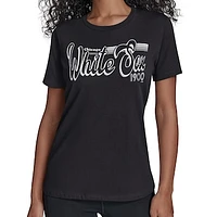 Women's Starter  Black Chicago White Sox Groovy Script Team Fitted T-Shirt
