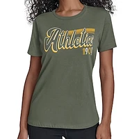 Women's Starter  Green Athletics Groovy Script Team Fitted T-Shirt