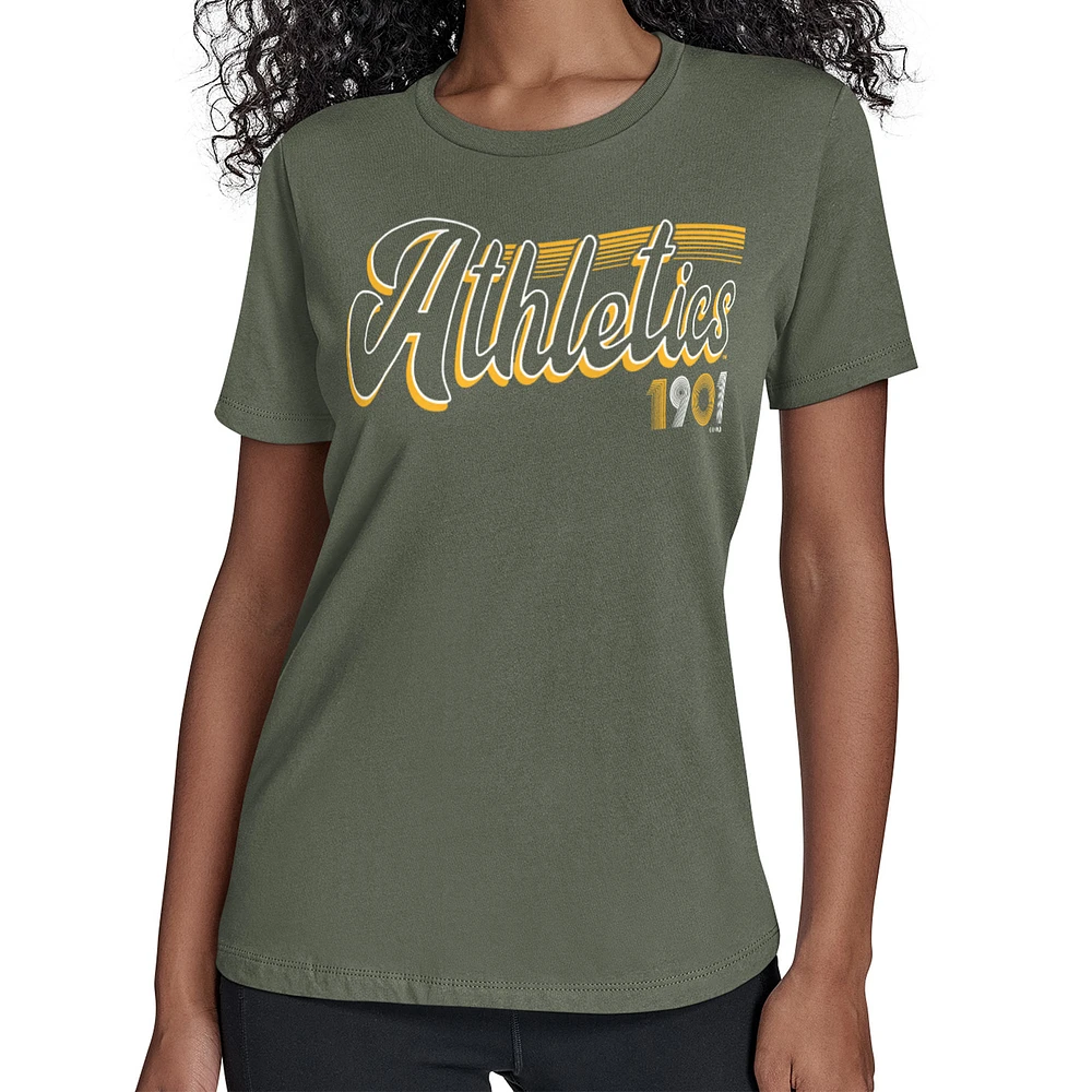 Women's Starter Green Athletics Groovy Script Team Fitted T-Shirt