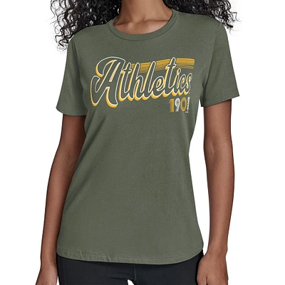 Women's Starter  Green Athletics Groovy Script Team Fitted T-Shirt